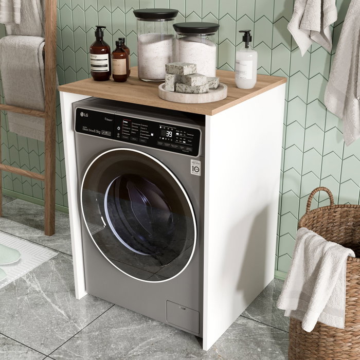 Hanah Home Armario para Lavadora Nord - ND10-SW Blanco y Roble Hanah Home Armario para Lavadora Nord - ND10-SW Blanco y Roble